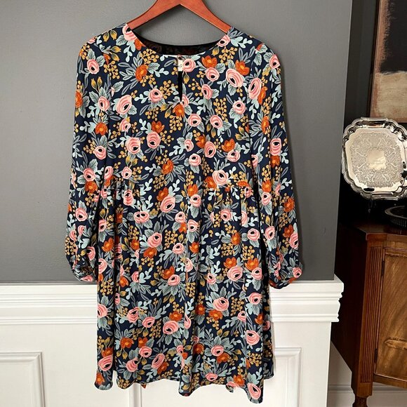 Anthropologie Paper Crown + Rifle Paper Co Efflorescence Floral Dress XSP Petite - Picture 1 of 9